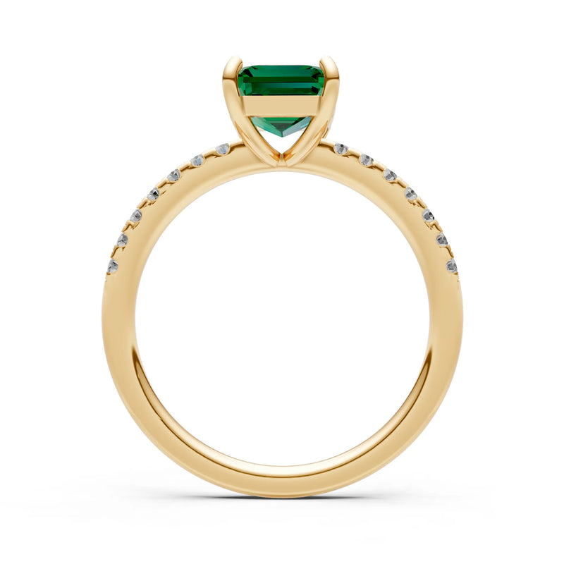Emerald Solitaire Engagement Ring with Accent