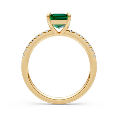 Emerald Emerald Cut Solitaire Engagement Ring with Accent