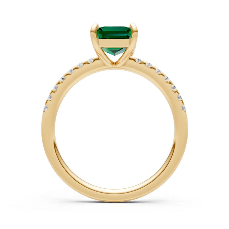 Emerald Emerald Cut Solitaire Engagement Ring with Accent