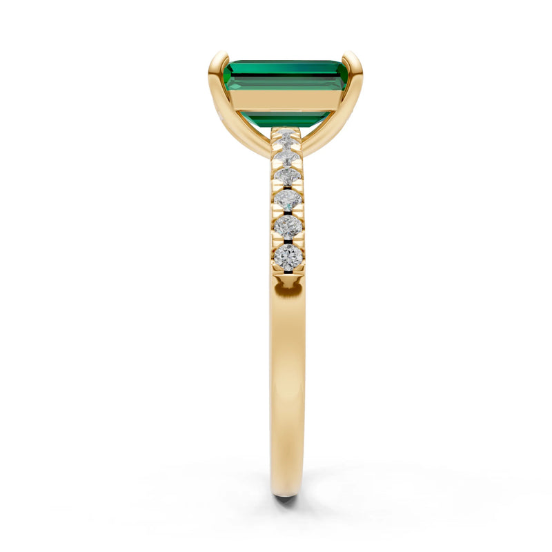 Emerald Solitaire Engagement Ring with Accent