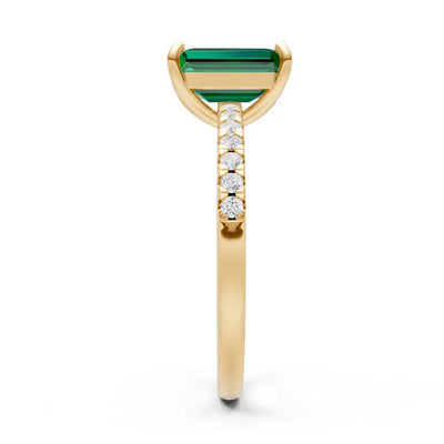 Emerald Emerald Cut Solitaire Engagement Ring with Accent