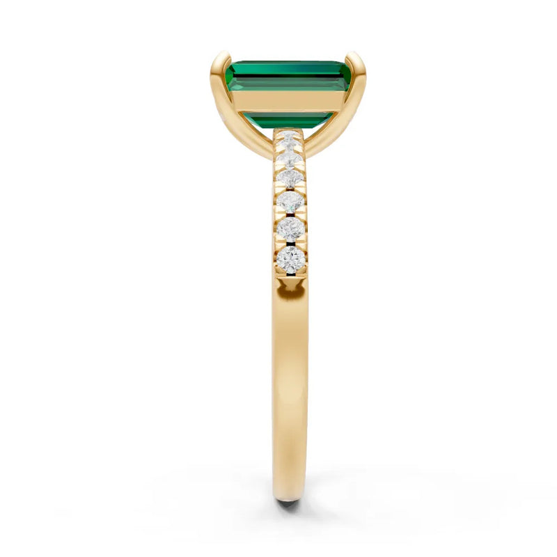 Emerald Emerald Cut Solitaire Engagement Ring with Accent