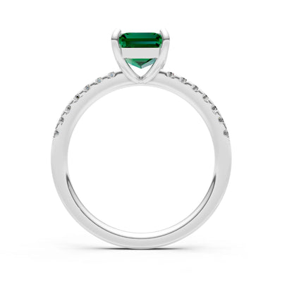 Emerald Solitaire Engagement Ring with Accent