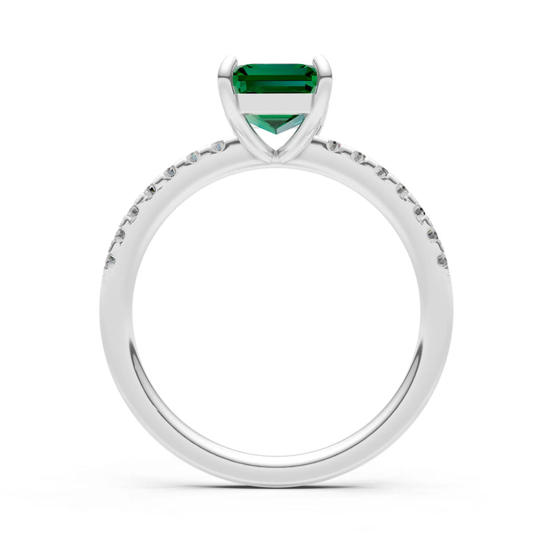 Emerald Solitaire Engagement Ring with Accent