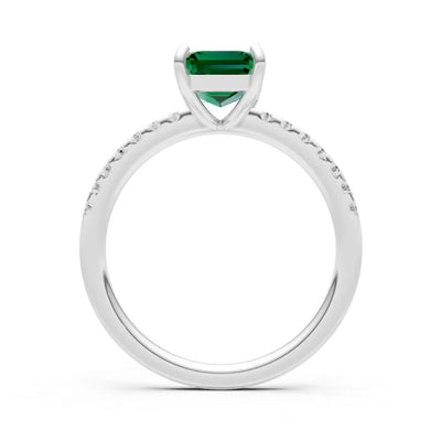 Emerald Emerald Cut Solitaire Engagement Ring with Accent