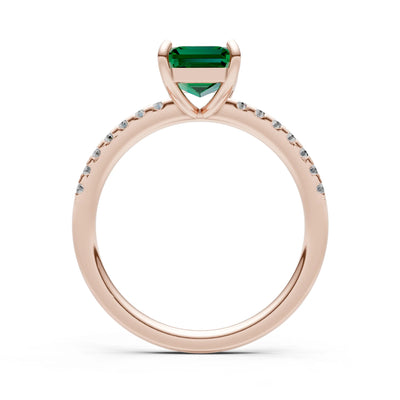 Emerald Solitaire Engagement Ring with Accent