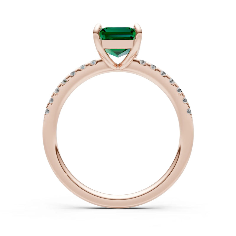 Emerald Solitaire Engagement Ring with Accent