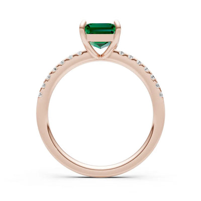 Emerald Emerald Cut Solitaire Engagement Ring with Accent