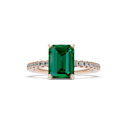 Emerald Solitaire Engagement Ring with Accent