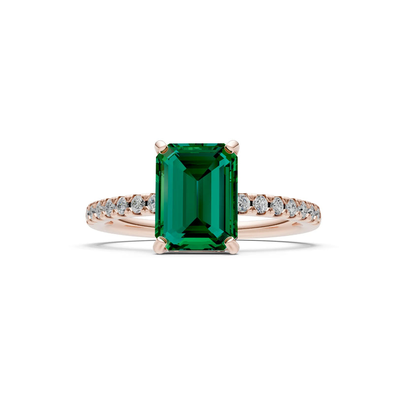 Emerald Solitaire Engagement Ring with Accent