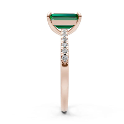 Emerald Solitaire Engagement Ring with Accent