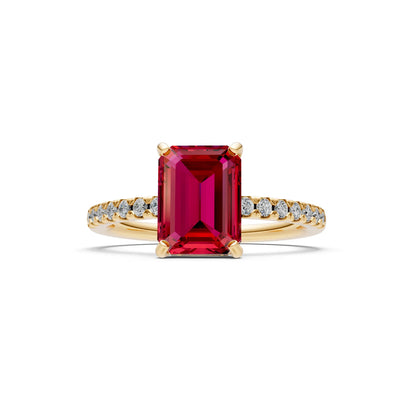 Emerald Solitaire Engagement Ring with Accent