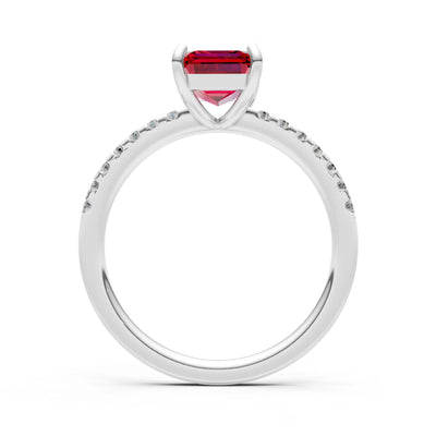Emerald Solitaire Engagement Ring with Accent