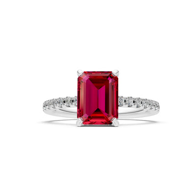 Emerald Solitaire Engagement Ring with Accent