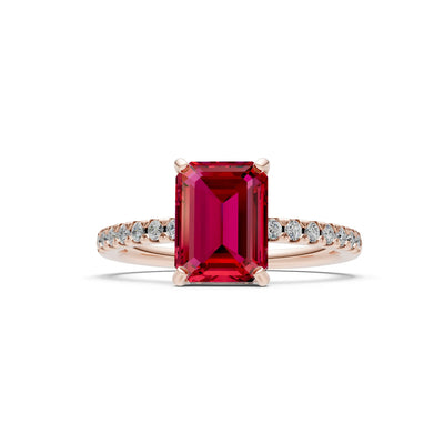 Emerald Solitaire Engagement Ring with Accent