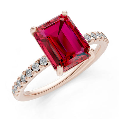 Emerald Solitaire Engagement Ring with Accent