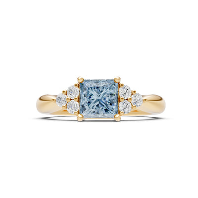Aquamarine Antique Inspired Design Princess Cut Engagement Ring