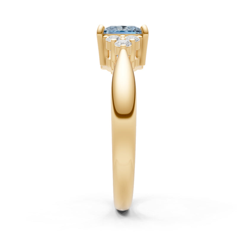 Aquamarine Antique Inspired Design Princess Cut Engagement Ring