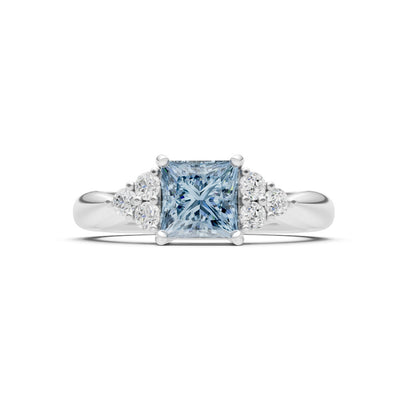 Aquamarine Antique Inspired Design Princess Cut Engagement Ring
