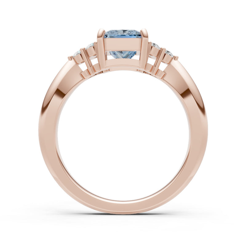 Aquamarine Antique Inspired Design Princess Cut Engagement Ring
