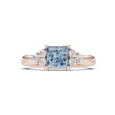 Aquamarine Antique Inspired Design Princess Cut Engagement Ring