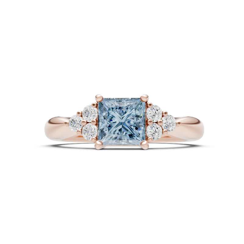 Aquamarine Antique Inspired Design Princess Cut Engagement Ring