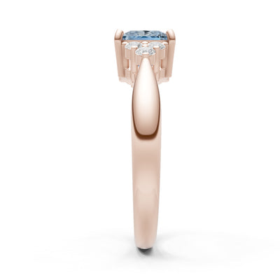 Aquamarine Antique Inspired Design Princess Cut Engagement Ring