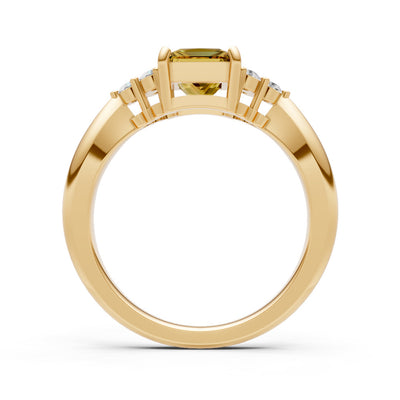 Citrine Antique Inspired Design Princess Cut Engagement Ring