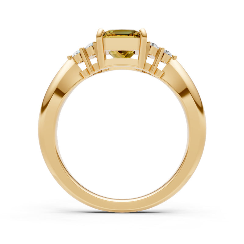 Citrine Antique Inspired Design Princess Cut Engagement Ring