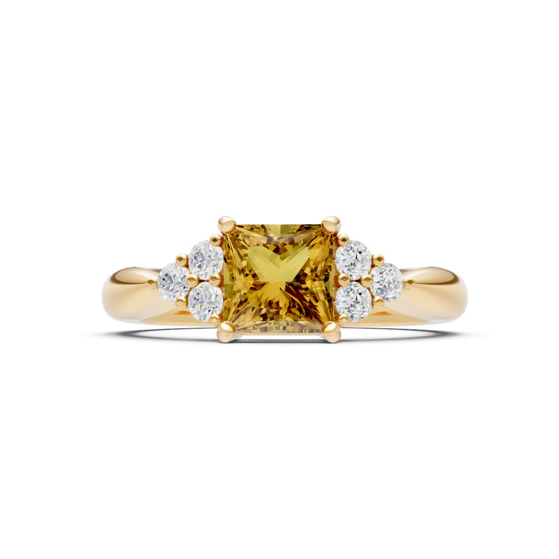 Citrine Antique Inspired Design Princess Cut Engagement Ring