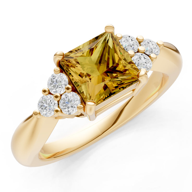Citrine Antique Inspired Design Princess Cut Engagement Ring