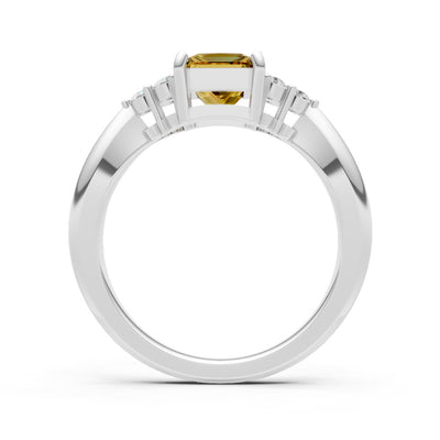 Citrine Antique Inspired Design Princess Cut Engagement Ring