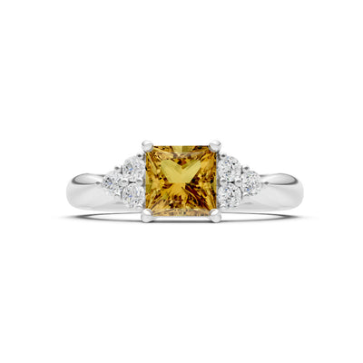 Citrine Antique Inspired Design Princess Cut Engagement Ring