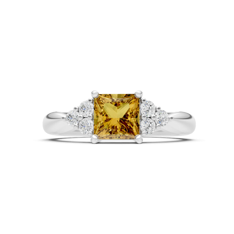 Citrine Antique Inspired Design Princess Cut Engagement Ring