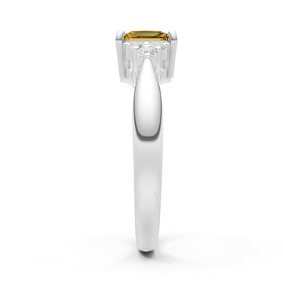 Citrine Antique Inspired Design Princess Cut Engagement Ring