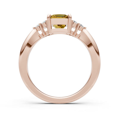 Citrine Antique Inspired Design Princess Cut Engagement Ring