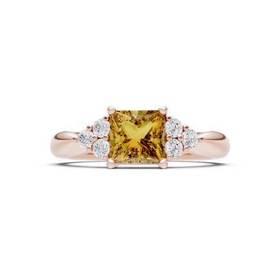 Citrine Antique Inspired Design Princess Cut Engagement Ring