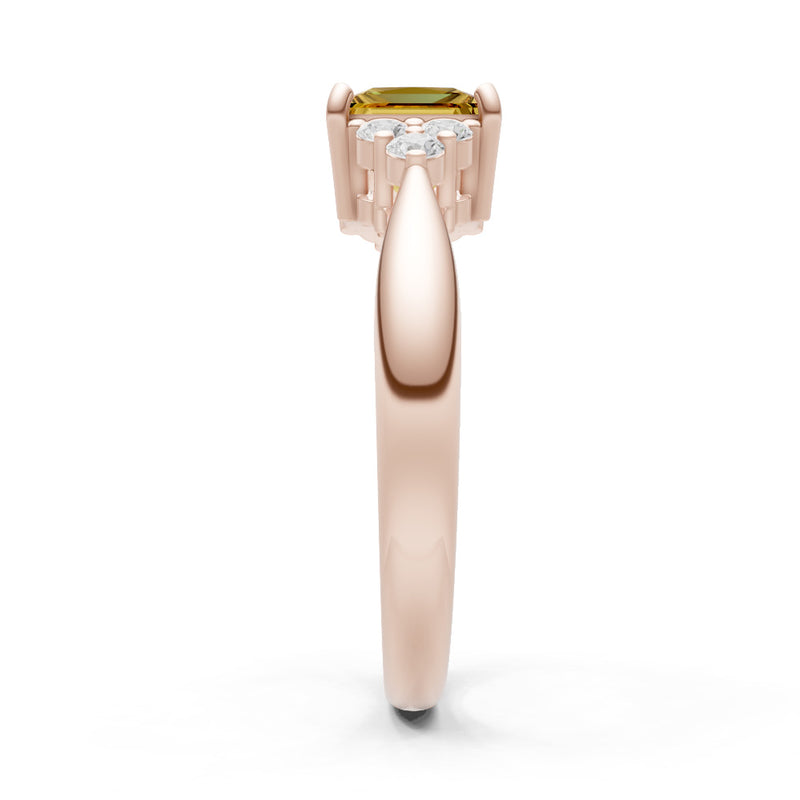 Citrine Antique Inspired Design Princess Cut Engagement Ring