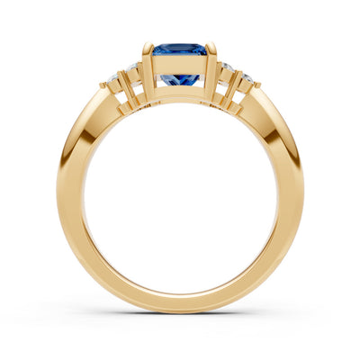London Blue Topaz Antique Inspired Design Princess Cut Engagement Ring