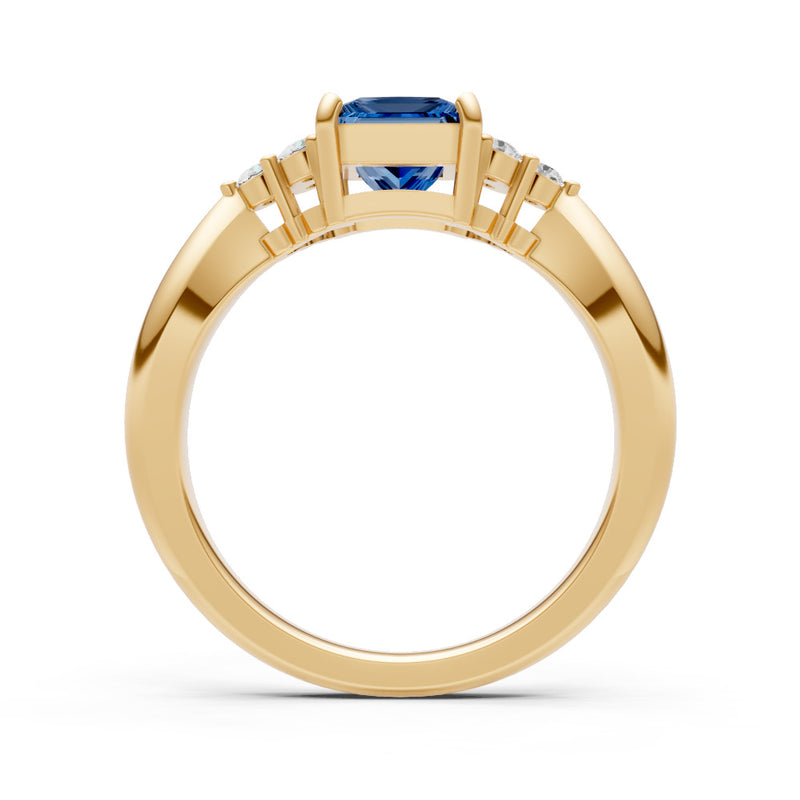 London Blue Topaz Antique Inspired Design Princess Cut Engagement Ring