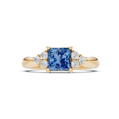 London Blue Topaz Antique Inspired Design Princess Cut Engagement Ring