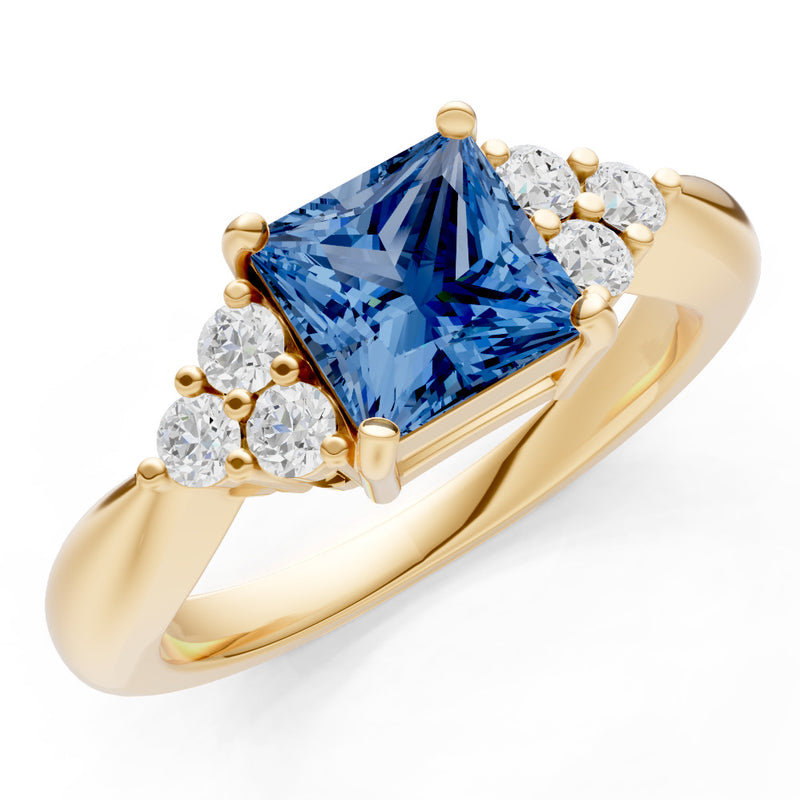London Blue Topaz Antique Inspired Design Princess Cut Engagement Ring