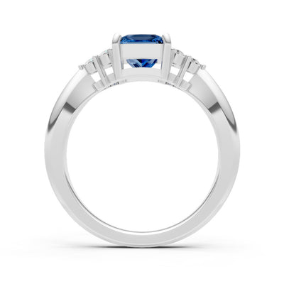 London Blue Topaz Antique Inspired Design Princess Cut Engagement Ring