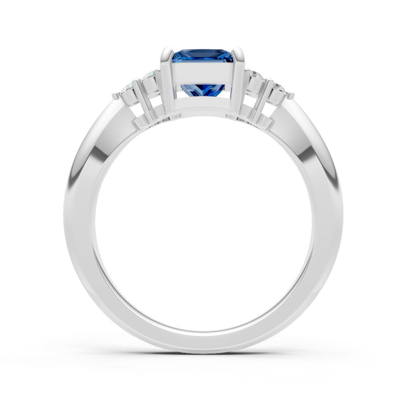 London Blue Topaz Antique Inspired Design Princess Cut Engagement Ring