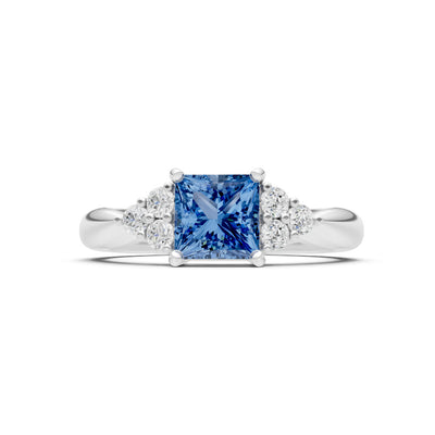 London Blue Topaz Antique Inspired Design Princess Cut Engagement Ring