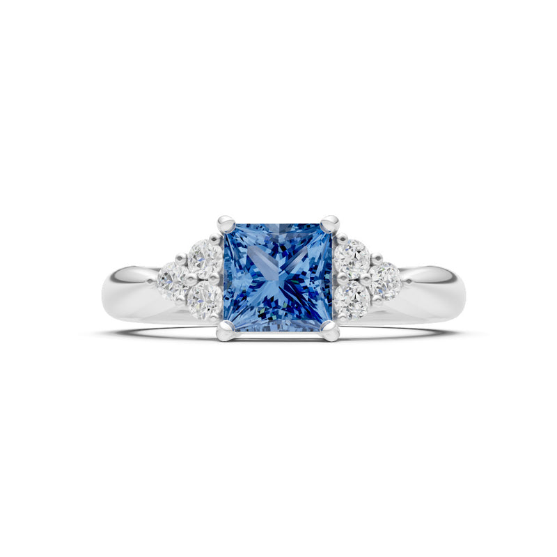 London Blue Topaz Antique Inspired Design Princess Cut Engagement Ring