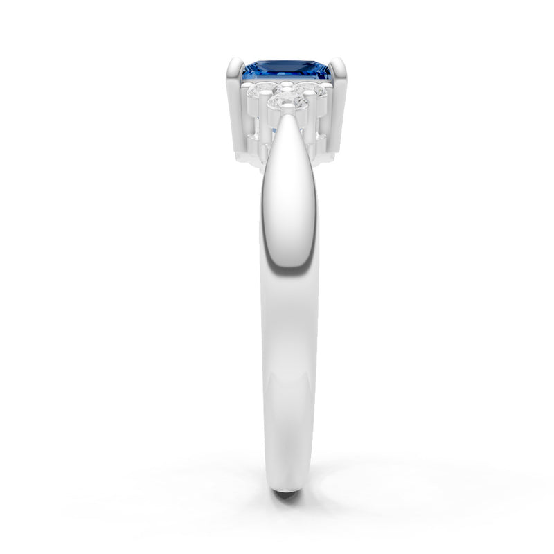 London Blue Topaz Antique Inspired Design Princess Cut Engagement Ring