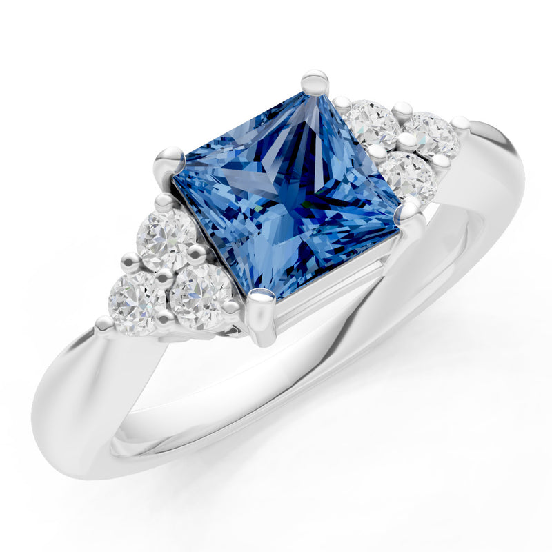 London Blue Topaz Antique Inspired Design Princess Cut Engagement Ring