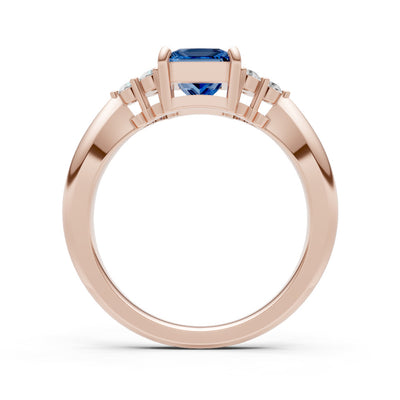 London Blue Topaz Antique Inspired Design Princess Cut Engagement Ring