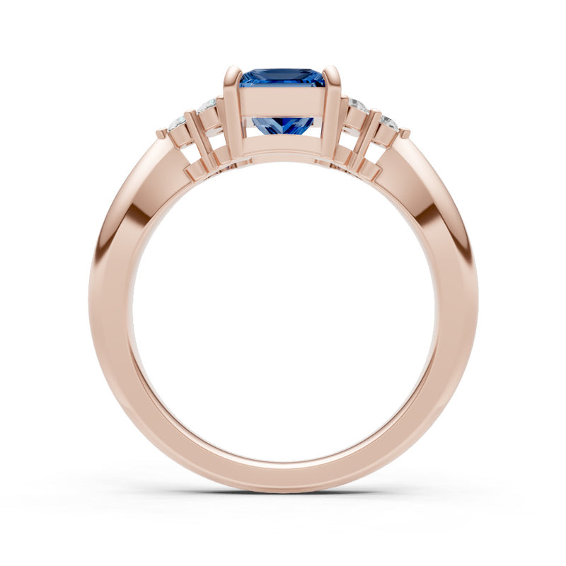 London Blue Topaz Antique Inspired Design Princess Cut Engagement Ring
